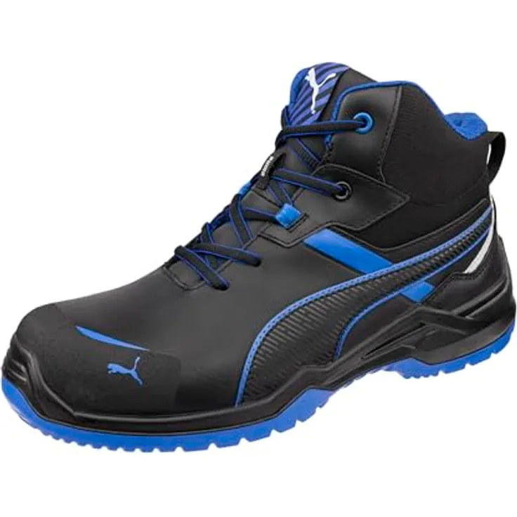 ISM KRYPTON BLUE MID Sicherheitsstiefel, EN ISO 20345:2022 S3, schwarz/blau, Gr. 46, Fiberglaskappe, rutschfeste MAX DUO-PU-Sohle
