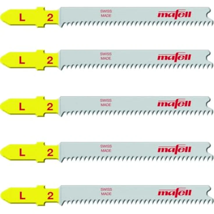 Mafell Stichsägeblatt L2, 5 Stück, passend für P1cc und PS 2-18, Stammblattdicke 1,3 mm, Verzahnte Länge 60 mm, Zahnteilung 1,7, für Materialstärken bis 15 mm – Bild 1