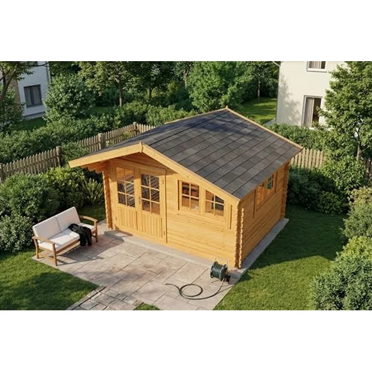 Alpholz Gartenhaus Holz Set Gabriel 400 x 300 cm, imprägniert (Pinie), inkl. Fußboden & Dacheindeckung, 10,5 m² Grundfläche – Bild 4
