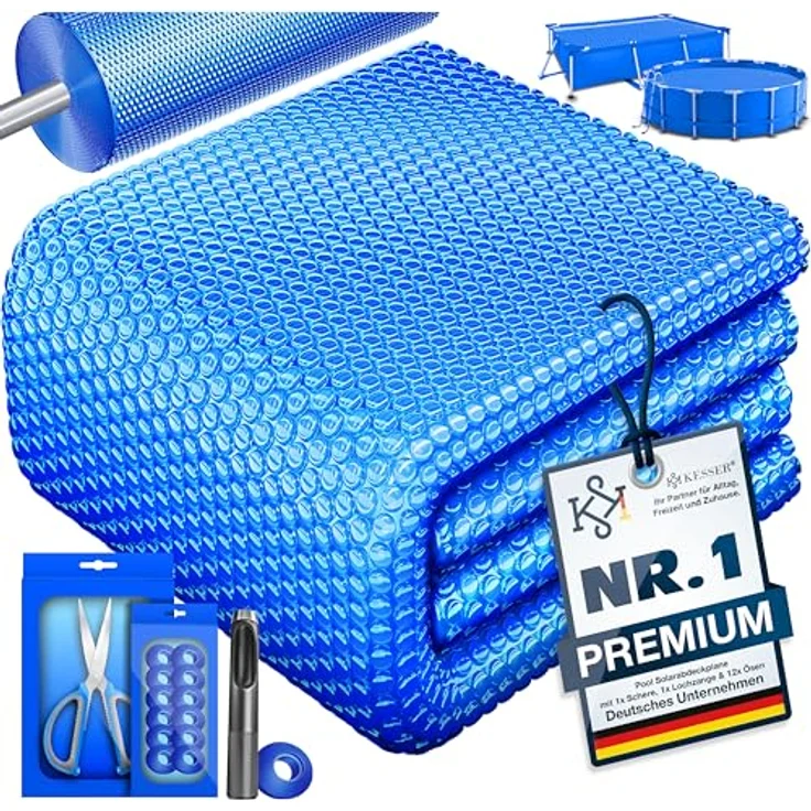 KESSER Pool Solarabdeckplane Rund Ø 244 cm Solarfolie Stärke 120 µm Solarabdeckung Solarplane zuschneidbar Poolsolarplane Solar Folie Poolheizung für Wassererwärmung Wärmeplane Blau, Ø 244 cm – Bild 2