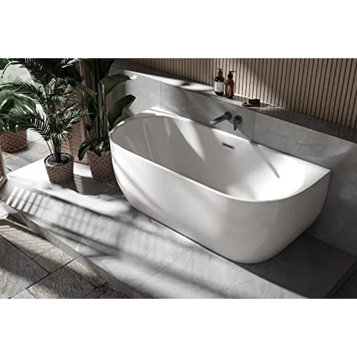 BERNSTEIN Freistehende Badewanne Lena 170 x 75 x 60 cm in Weiß glänzend - Sanitäracryl, Doppelwandige Konstruktion, 5 Jahre Garantie – Bild 2