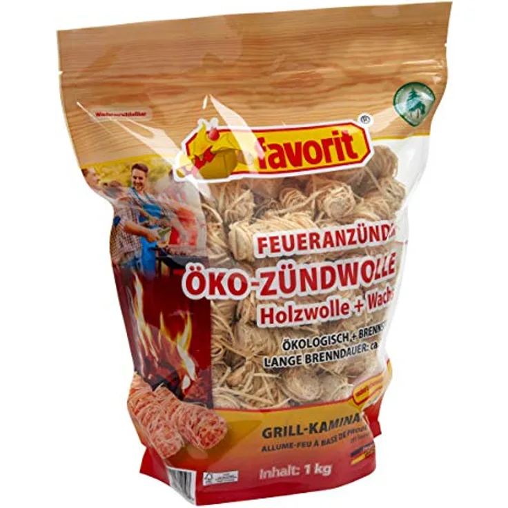 Favorit Anzündwolle für Kamin, 64 Stück, Anzünder, Ofenanzünder, Anzündwürfel
