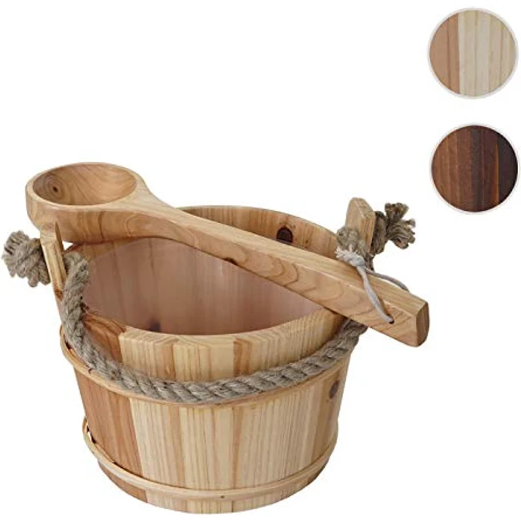 Mendler Saunakübel mit Einsatz HWC-B26, Saunazubehör Saunaeimer Saunakelle Aufguss, Kiefernholz 3,5 L ~ hell-braun – Bild 10