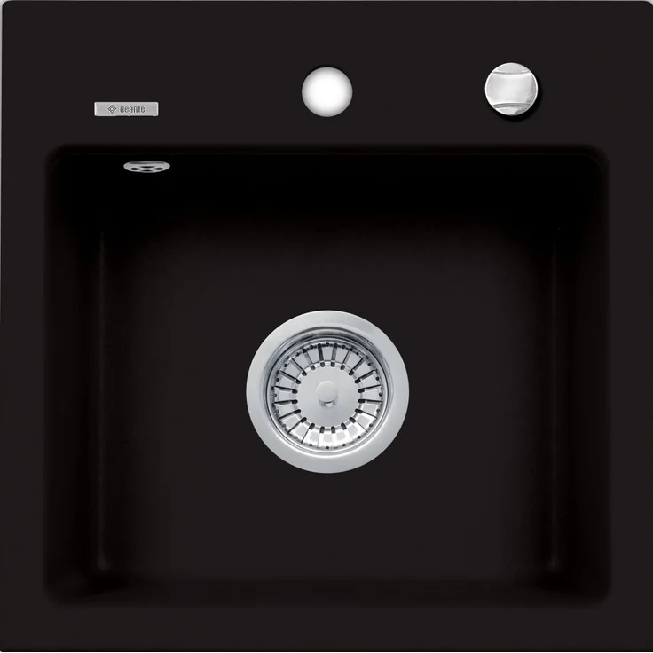 DEANTE Zorba Gran Sink, 1-Bowl Granit Spülbecken in Schwarz, 440 mm breit, robust und kratzfest