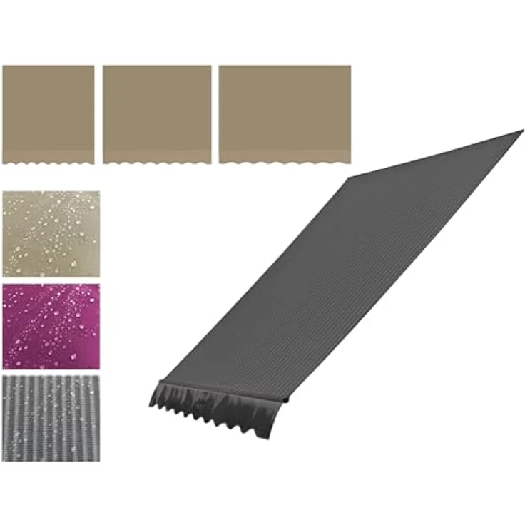 Quick Star Klemmmarkise Ersatzdach für Klemmmarkise 300x130cm Grau (1-St) - Hochwertiger Markisenstoff aus 280g Tuchware, passend für Stangen bis zu 28mm – Bild 5