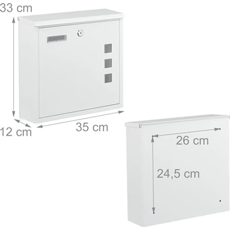 relaxdays Wandbriefkasten, Briefkasten mit Sichtfenster für DIN C4-Post, weiß – Bild 4