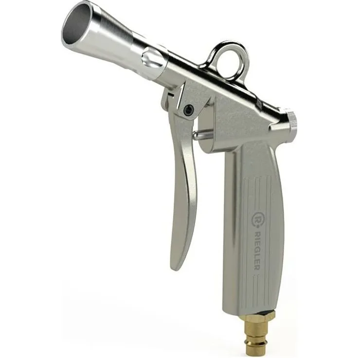 Riegler Blaspistole NW 7,2, dosierbar mit Venturidüse, Aluminium-Druckguss vernickelt, max. 10 bar, Temperaturbereich -10 bis 50 °C, 100 mm Länge