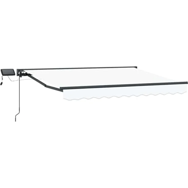 vidaXL Manueller Markisenrahmen mit LEDs, Wetterfest und pulverbeschichteter Aluminiumrahmen, Weiß und Anthrazit, 3,5 x 2 m – Bild 1