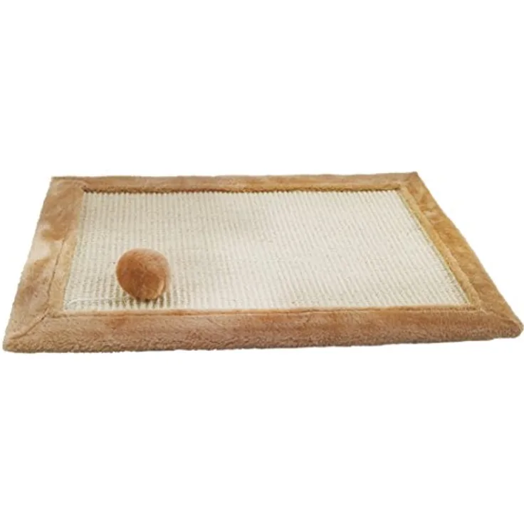Dehner Katzen-Kratzmatte Scrabble, ca. 55 x 35 cm, Sisal/Plüsch, beige