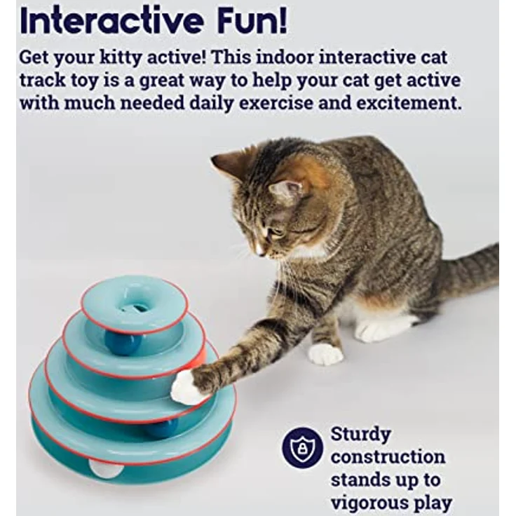 Petstages Chase Meowtain Tracks Katzenspielzeug – 4 Stufen interaktives Spielen – Kreisbahn mit beweglichen Bällen befriedigt Kittys Jagd, Jagd und Training Bedürfnisse – Bild 4