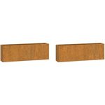 vidaXL Wand Pflanzkübel 2 STK, Pflanzkübel Hängend, Pflanzkasten Stahlrahmen, Blumenkasten für Garten Balkon Terrasse, Wandgefäß, Grau Cortenstahl