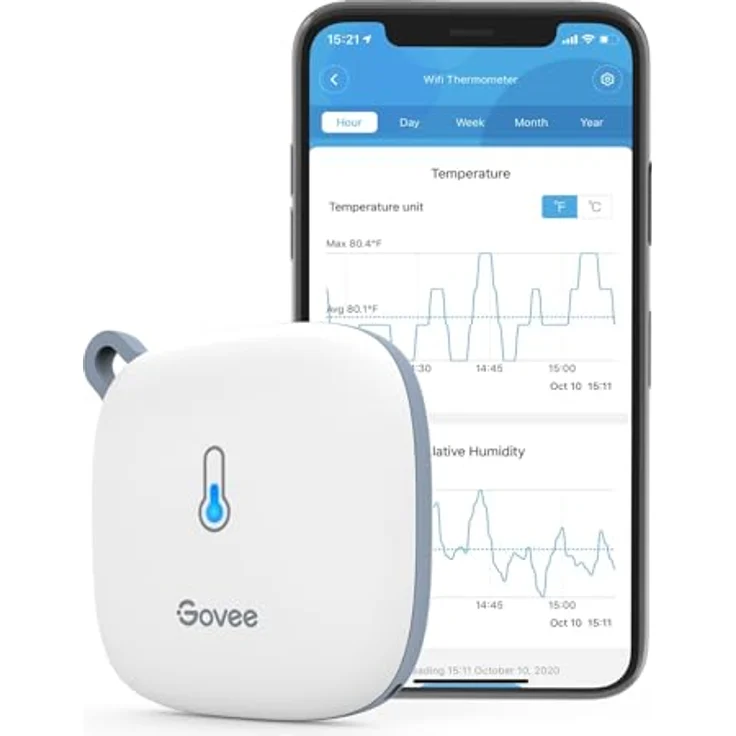 Govee H5179 Thermometer-Hygrometer, WLAN-fähig mit präzisen Sensoren und 20 Tagen Online-Datenspeicherung, Weiss – Bild 3
