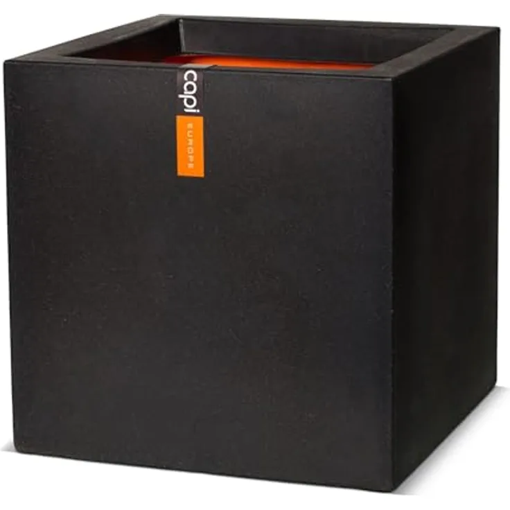 Capi Europe Blumentopf quadratisch Smooth NL 50x50 Schwarz Öffnung Ø42 wasserdicht bruchsicher KBL904