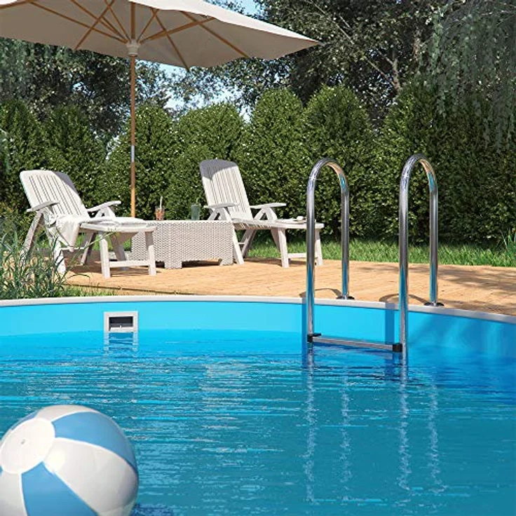 Oskar Poolleiter Einbauleiter 3 Stufen Schwimmbadleiter V2A Edelstahl Pool Einstieg – Bild 4