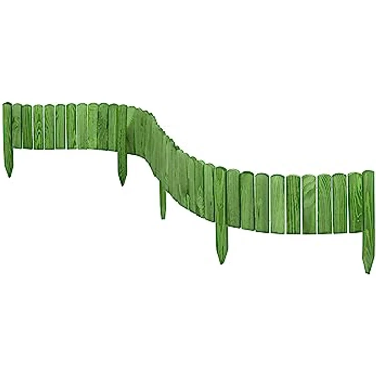 Garronda Beeteinfassung Holz Rollzaun Holzzaun 200 x 8 cm imprägniert Flexibler Rollborder Rasenkante Palisade Gartenzaun Umzäunung für Garten GD-0046 (Darkgrün, Höhe: 8 cm) - Imprägniertes Holz, wetter- und schädlingsbeständig, flexibler Drahtverbinder – Bild 3