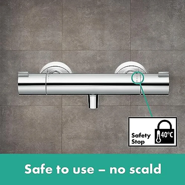 hansgrohe MyFox - Duschthermostat Aufputz, Sicherheitssperre (SafetyStop) bei 40° C, Mischbatterie für 1 Verbraucher, Chrom – Bild 4