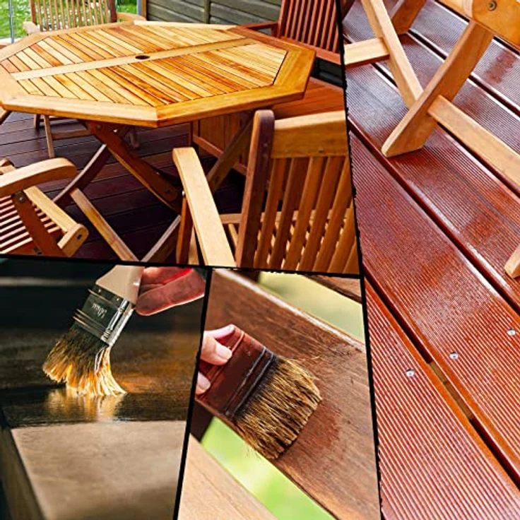 BEKATEQ Hartholzöl farblos 1l I Pflegeöl für Holz innen & außen I Schmutz- und wasserabweisend für Teak, Eukalyptus, Bangkirai, Lärche, Eiche, Zeder – Bild 5