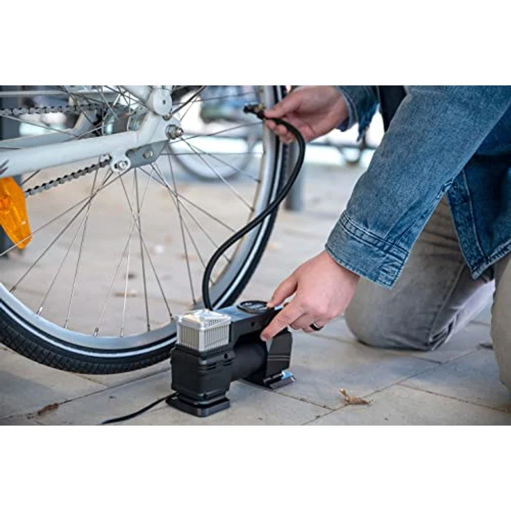 Dunlop Digitaler Luftkompressor - Luftpumpe 150PSI/10Bar - Inkl. 3 Aufsätze - Digitale LED Anzeige - Schwarz – Bild 5