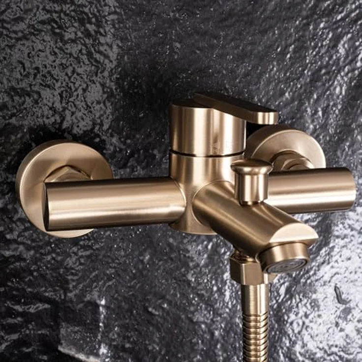 Rea Badewannenarmatur Ontario Js-11803Bg, Gebürstetes Gold, Komfortable Wasserregulierung, Solide Konstruktion, Modernes Design, Einfache Montage, 17,5X15X23,5Cm – Bild 2