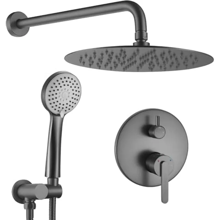 Rea Unterputz-Duschsystem Ontario Titanium, Minimalistisches Design mit Handbrause und Armatur, 32x17x32cm