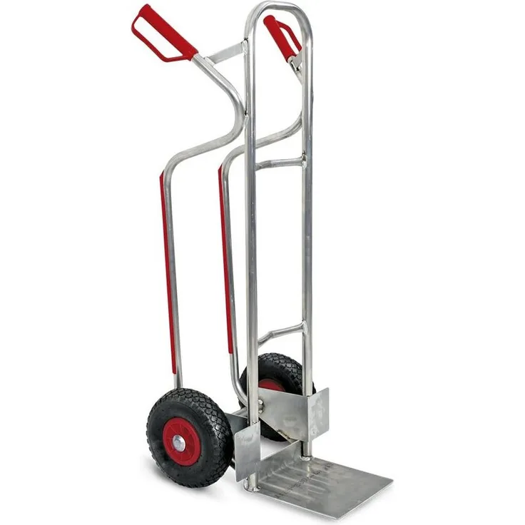 BRB-Lagertechnik Sackkarre 43162 aus Aluminium, Transportkarre mit Sicherheitsgriffen und Treppenrutschkufen