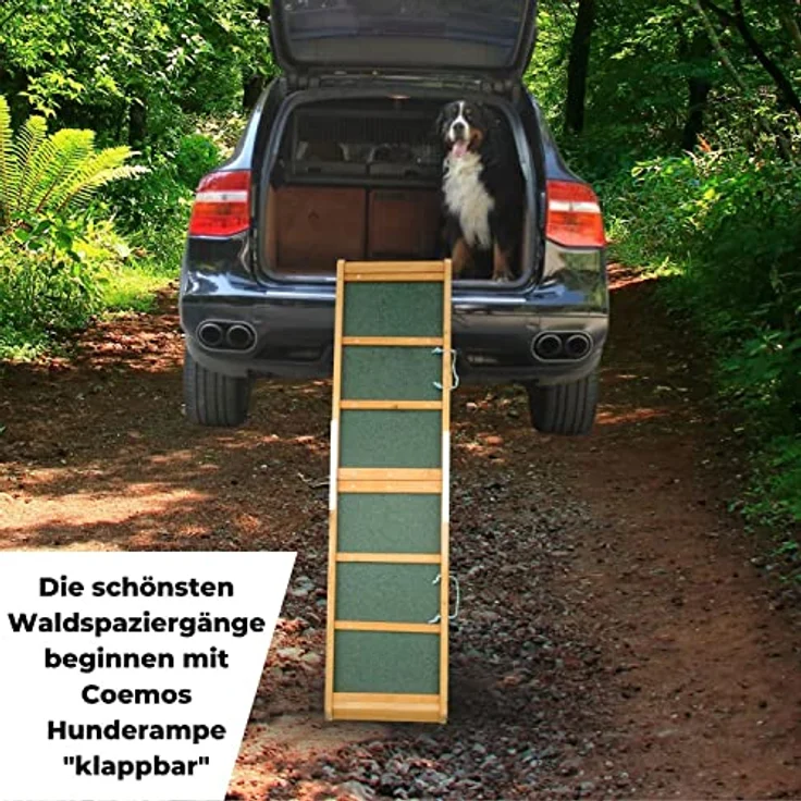 Klappbare Hunderampe, gelenkschonende Kofferraumrampe aus Holz, Auto Einstiegshilfe für Hunde, Katzen, Nager und andere Heimtiere – Bild 3