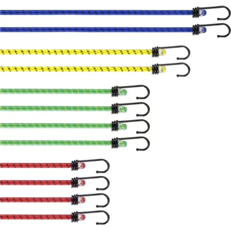 PRETEX Spanngummi mit Haken 12er-Set, hochbelastbare Gepäckspanner in 4 Längen mit starken Metallhaken, robust und reißfest für optimale Ladungssicherung