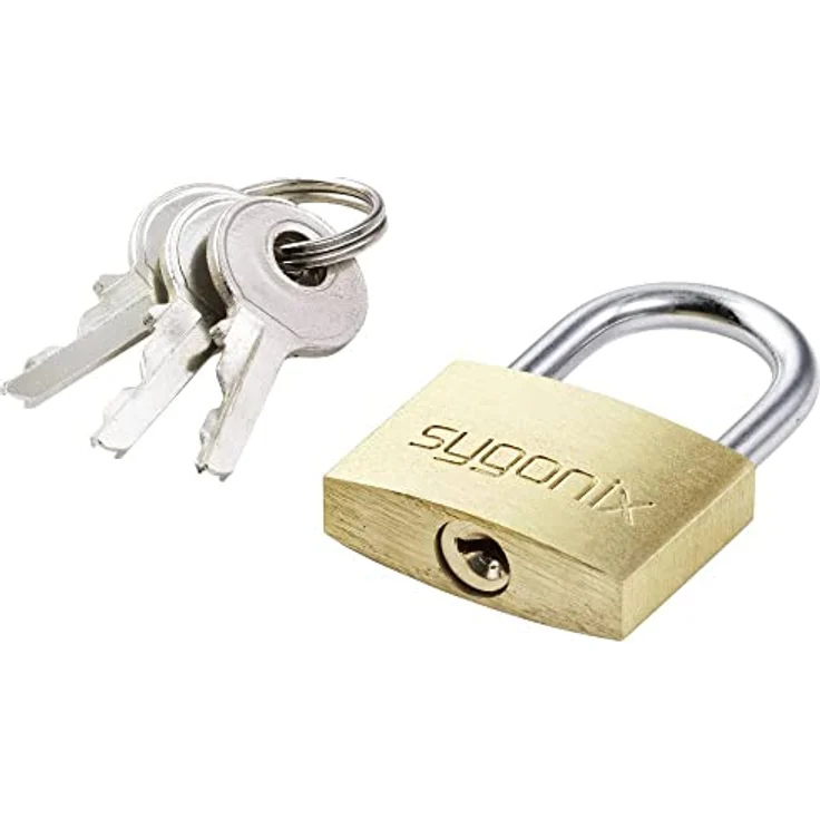Sygonix SY-5045282 Vorhängeschloss, 24.7mm verschieden schließend, Goldgelb Schlüsselschloss – Bild 2