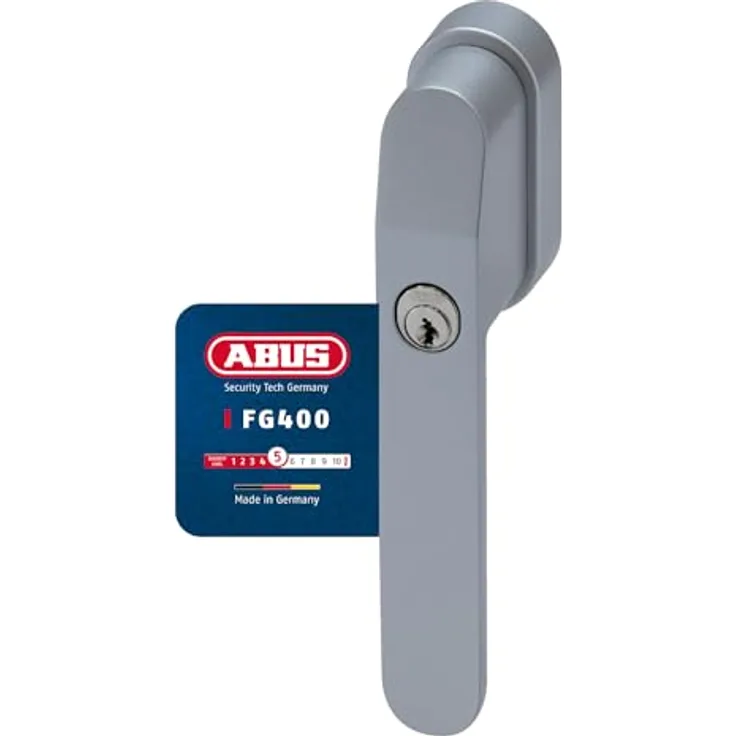 ABUS FG400, Abschließbarer Fenstergriff mit Druckzylinder und Schlüssel, Kindersicherung und Einbruchschutz, Sicherheitslevel 5, Silber