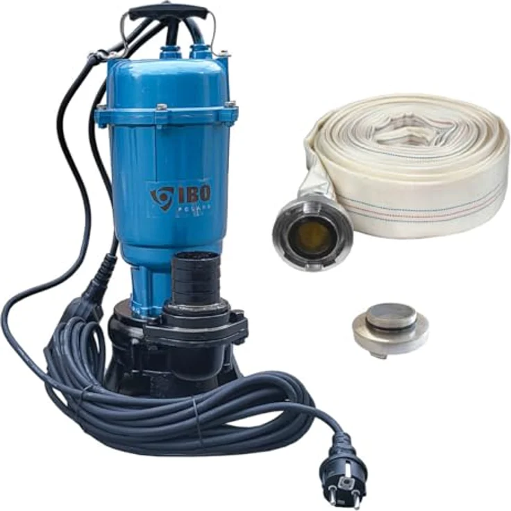 IBO - Fäkalienpumpe Schlauch 20 30M Storz C Kupllung Schmutzwasserpumpe 550 W 18000 L-Std Tauchpumpe | Ausführung: Pumpe mit 30m Schlauch – Bild 2