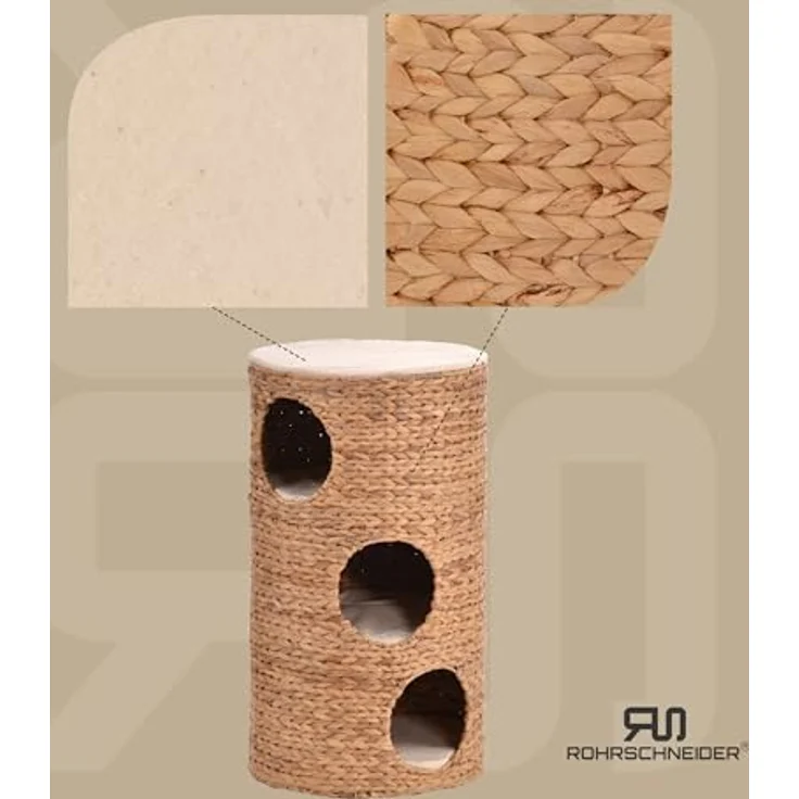 Rohrschneider® Katzentonne mit 3 Etagen | Stabiler Kratzbaum & gemütliche Kratzhöhle für Katzen | Katzen Höhlenbett inkl. Kissen | Katzenmöbel Katzentonne | Katzenspielzeug – Bild 2