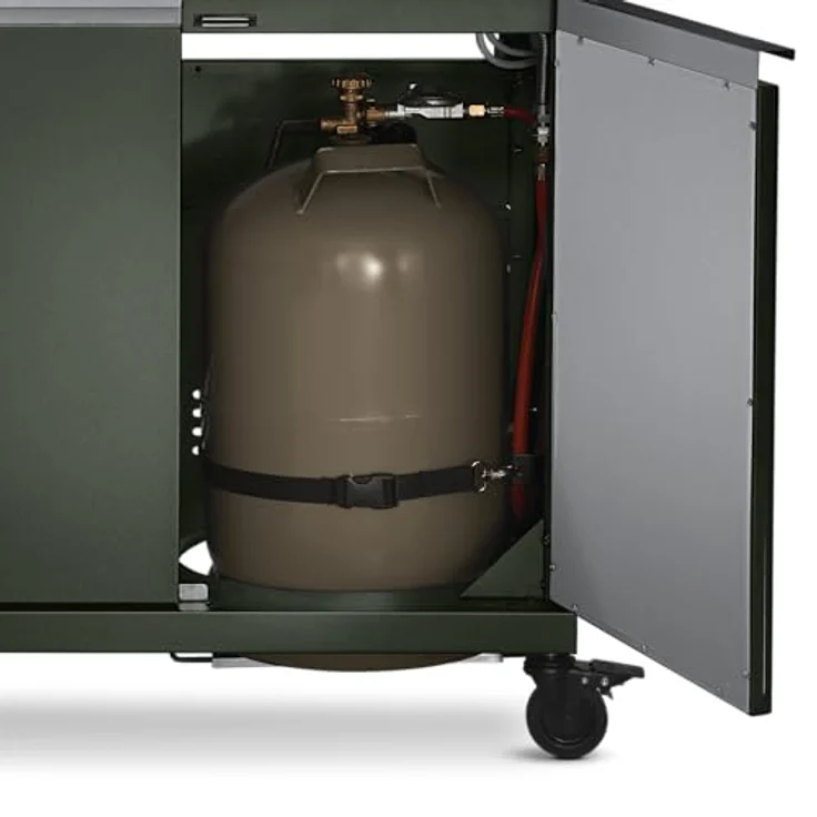 BURNHARD 3-Brenner Gasgrill FRED Green, inkl. 900°C Infrarot-Keramikbrenner, Seitenkochfeld, Gusseisen-Grillrost, klappbare Seitentische und Grillabdeckung – Bild 5