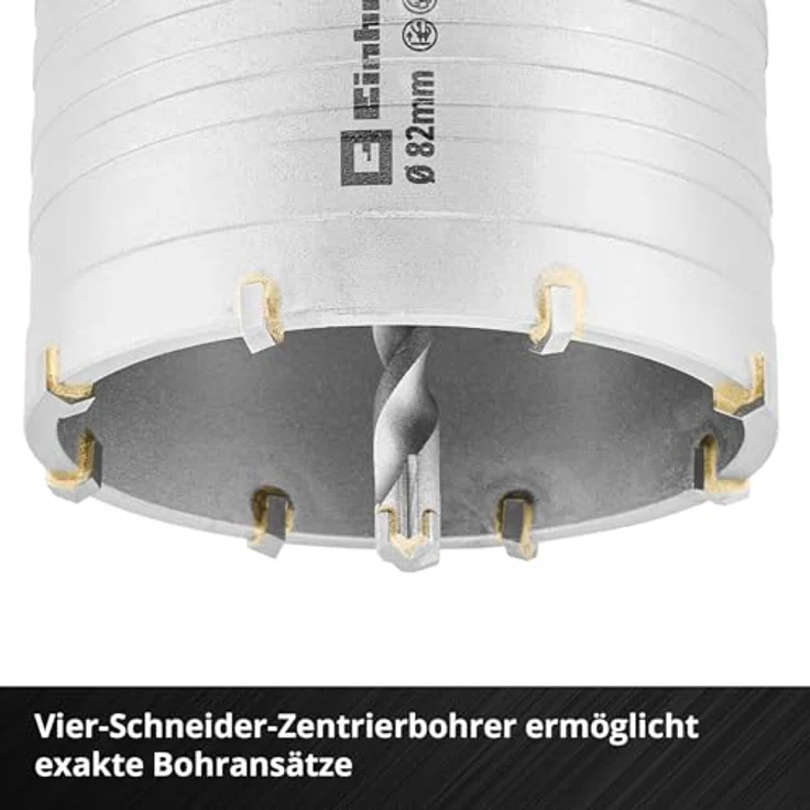 Einhell HM-Bohrer- und Bit-Set, 82 mm Hohlbohrkrone mit 8 Hartmetallzähnen, SDS-Plus-Schaft, inkl. Zentrierbohrer 8 mm – Bild 5