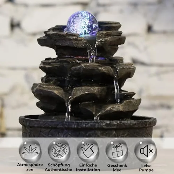 Zen'Light Little Rock Brunnen aus Polyresin, Dunkelbraun, 20 x 20 x 23 cm – Bild 4