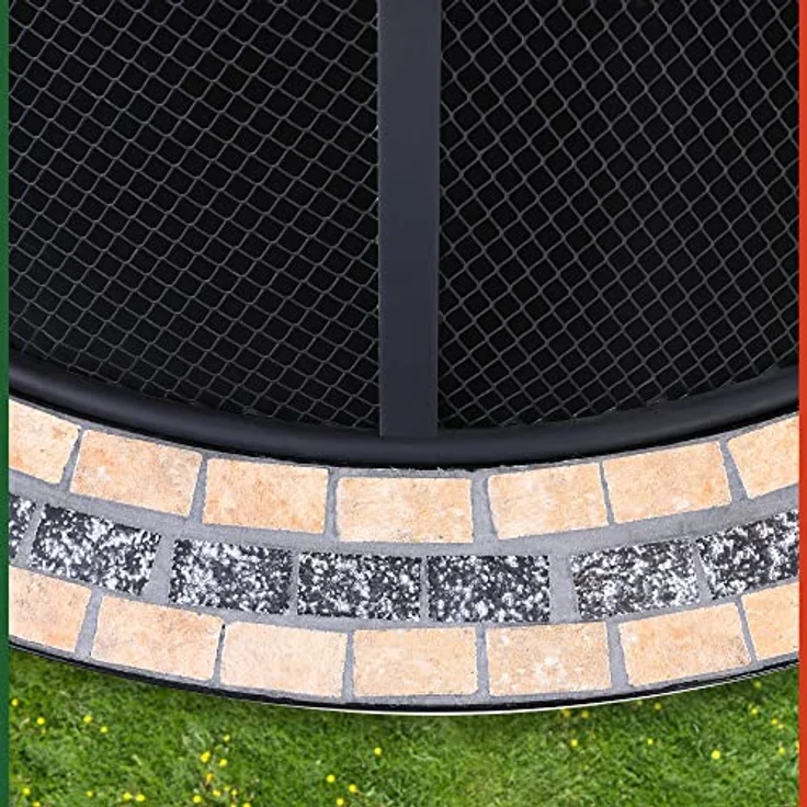 Deuba Feuerstelle Mosaik Fuego rund 76cm Feuerrost Funkenfluggitter Abdeckung Feuerschale Feuerkorb Steinoptik – Bild 4