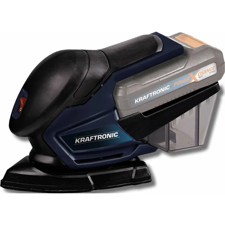 KRAFTRONIC Akku-Multischleifer KT-ES 18 Li Solo, 18-Volt-Li-Ion, Klett, PXC, Softgrip, Staubabsaugung, 150x150x100