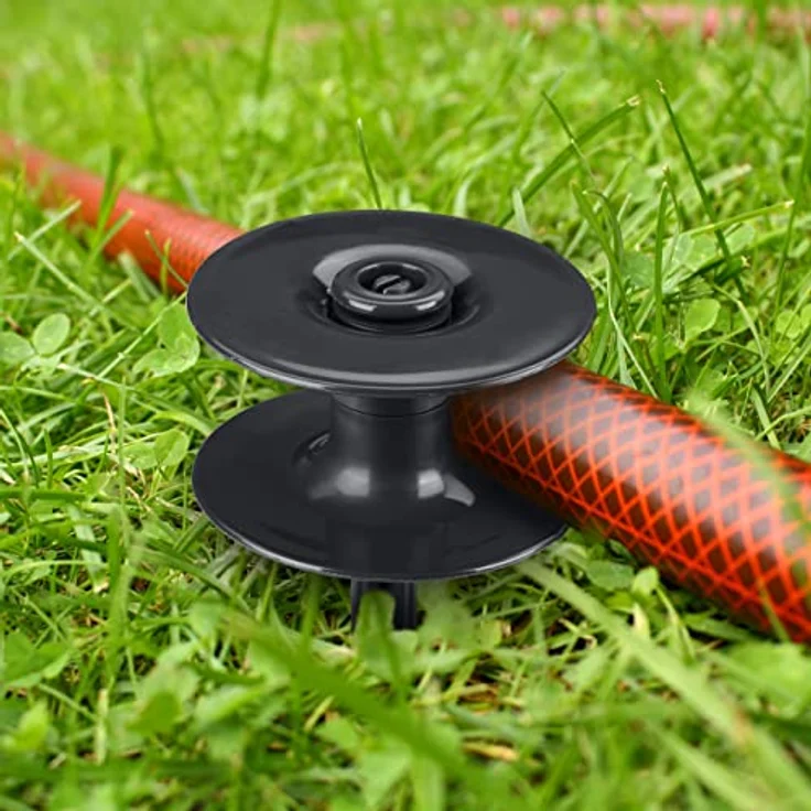 Relaxdays Schlauchführung Gartenschlauch, 6er Set, mit Erdspieß, Kunststoff, Schlauch Umlenkrolle, HxD: 24x9 cm, schwarz – Bild 2