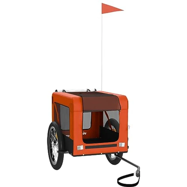 vidaXL Hunde-Transportbox Fahrradanhänger Orange und Schwarz Oxford-Gewebe Eisen, 45 kg Tragfähigkeit – Bild 3