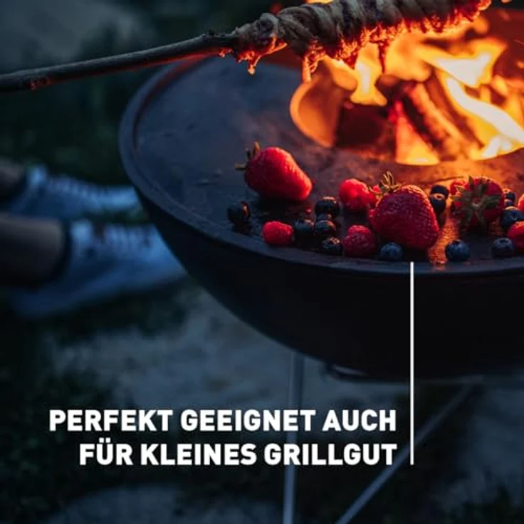höfats BOWL 57 Plancha Set tief - raucharme Verbrennung - Feuerstelle und Plancha Grill - kippbarer Feuerkorb inkl. 2 Plancha Grillplatten - Stahl emailliert – schwarz, Ø 57 cm – Bild 4