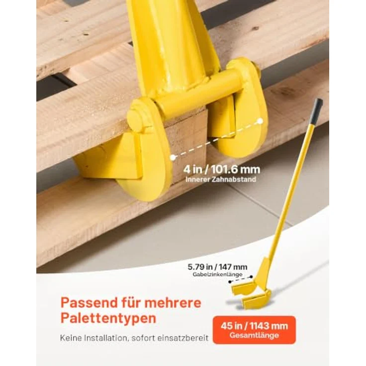 VEVOR Brecheisen 113 cm, Brechstange mit 907 kg Belastbarkeit, Hebelstange für Terrassendielen und Trockenbauwände – Bild 4