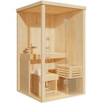 FinnTherm Sauna Sauna-Komplettset Mini-Innensauna, BxTxH: 119 x 119 x 201,3 cm, Glasfronten, elegantes Design, kompakte Größe, weiß