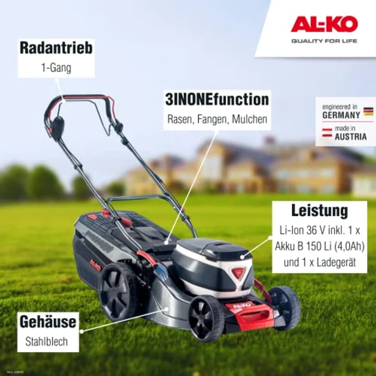 AL-KO Akku-Rasenmäher 46.2 Li Sp Comfor mit Akku 40 V 4 Ah und Ladegerät – Bild 3