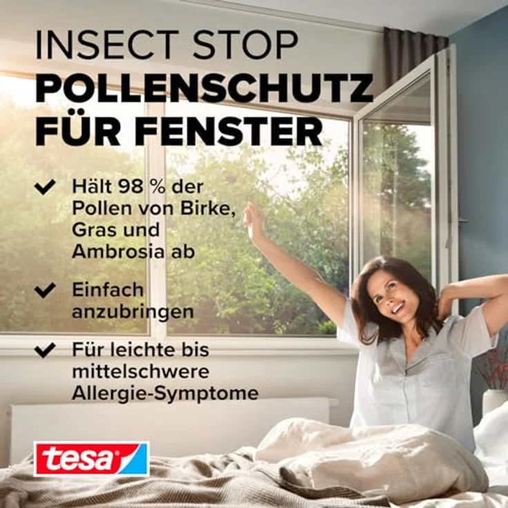tesa Pollenschutzgitter für Fenster, 1,50 m x 1,30 m – Bild 2