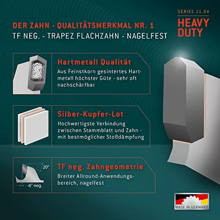 Bayerwald - HM Kreissägeblatt - Ø 160 mm x 2,8 mm x 16 mm | Trapezflachzahn (42 Zähne) | Nebenlöcher: 1/6/32 | für universellen Einsatz auf Handkreissägen – Bild 5