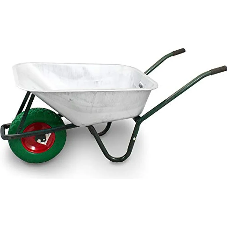 BITUXX® Schubkarre 100L / 250kg, verzinkte Schiebkarre mit PU Rad 4.80/4.00-8, grün – Bild 2