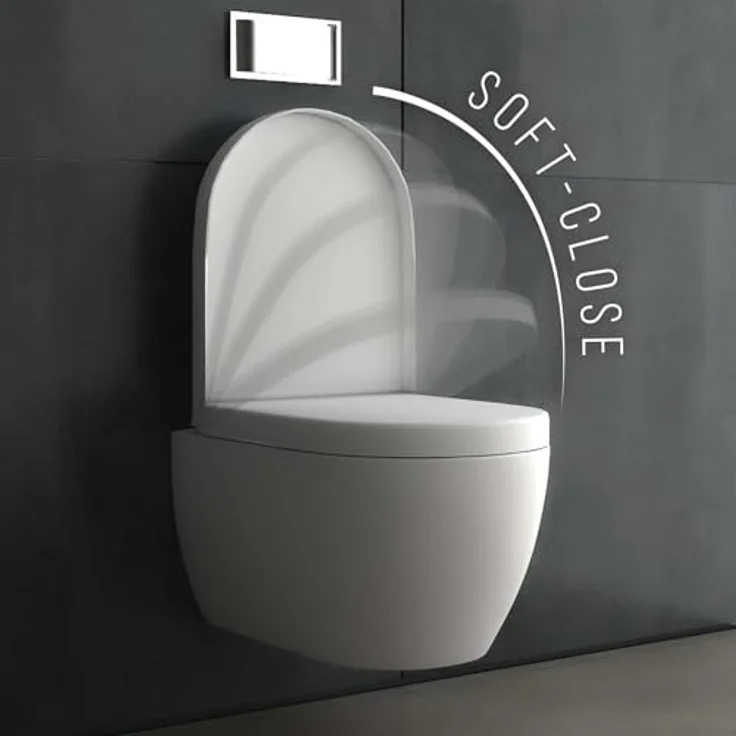Alpenberger WC mit Bidet Funktion | Dusch WC | Toilettendeckel D Form | Hänge WC mit Intimdusche | Taharet WC Bidet WC | Wand WC Toilette Passend Geberit (7100 U) – Bild 4