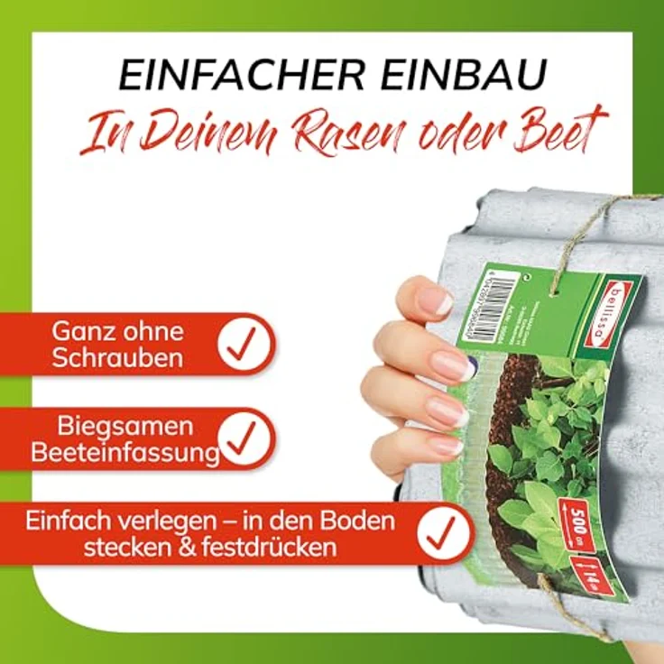 bellissa Rasenkante Welle verzinkt 14 cm x 500 cm – Bild 5