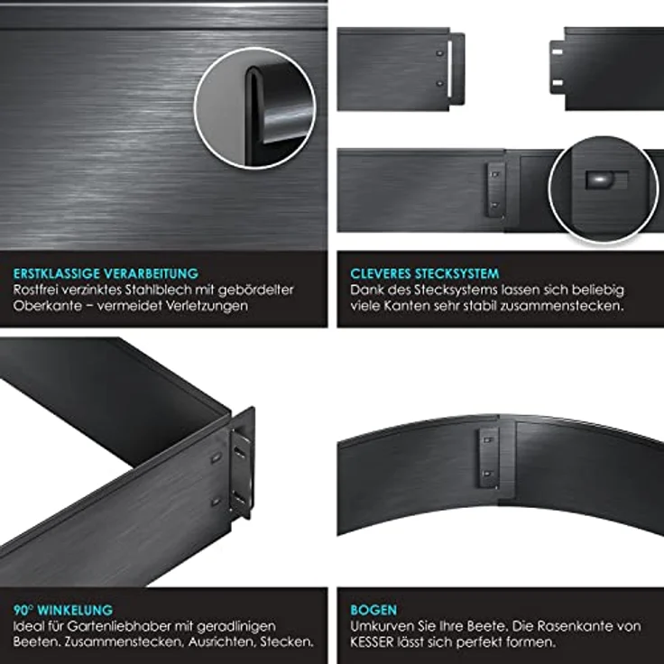 KESSER Rasenkante Beeteinfassung Beetumrandung Länge 5m - Höhe 14cm – Bild 3