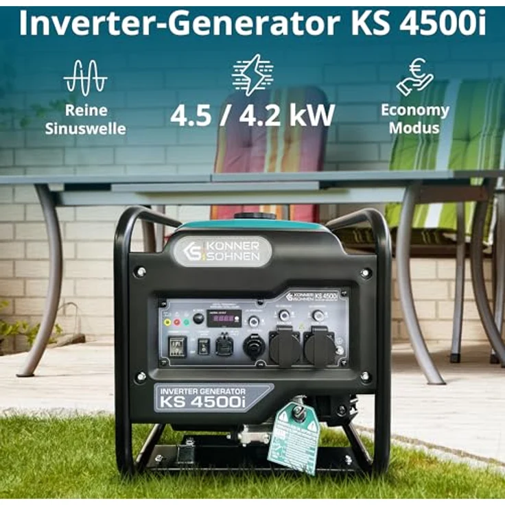 Könner & Söhnen KS 4500i Inverter Stromerzeuger Generator, 4500 Watt, stabile Sinuswelle, vielseitige Anwendungen, Notstromaggregat – Bild 2