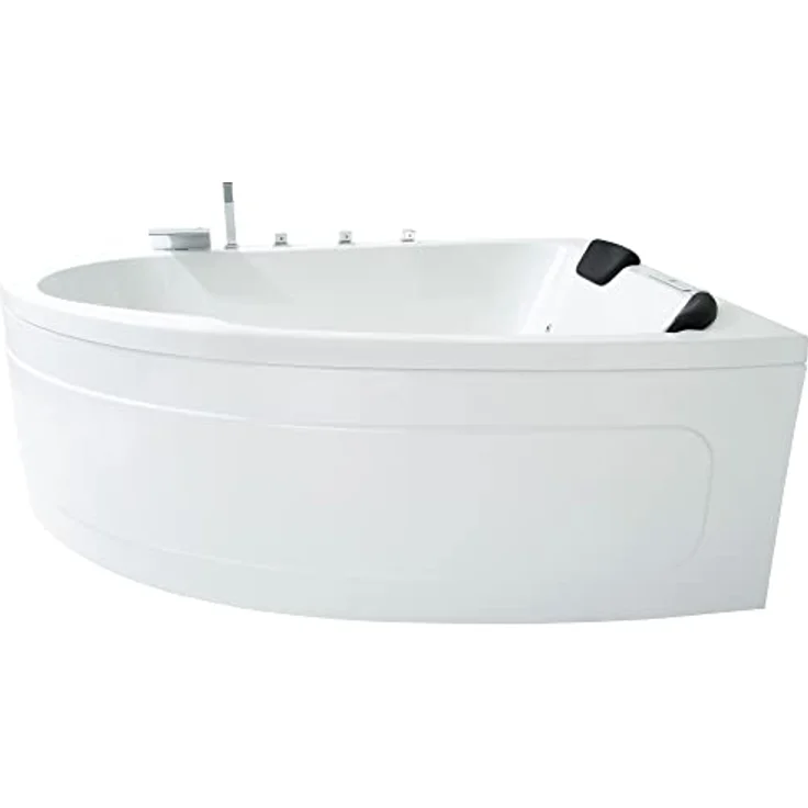Basera® Classic Indoor Eck-Whirlpool Badewanne Guam für 2 Personen mit 25 Massagedüsen, Wasserfall, LED-Ambiente, Touchpanel, Bluetooth und Radio (Guam rechts) – Bild 1